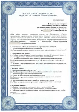 Приложение к свидетельству о допуске к строительным работам Чехов СРО в строительстве